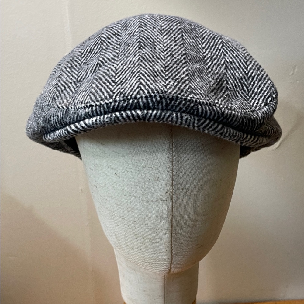 Babeyond Men's Gray Herringbone Newsboy Cap